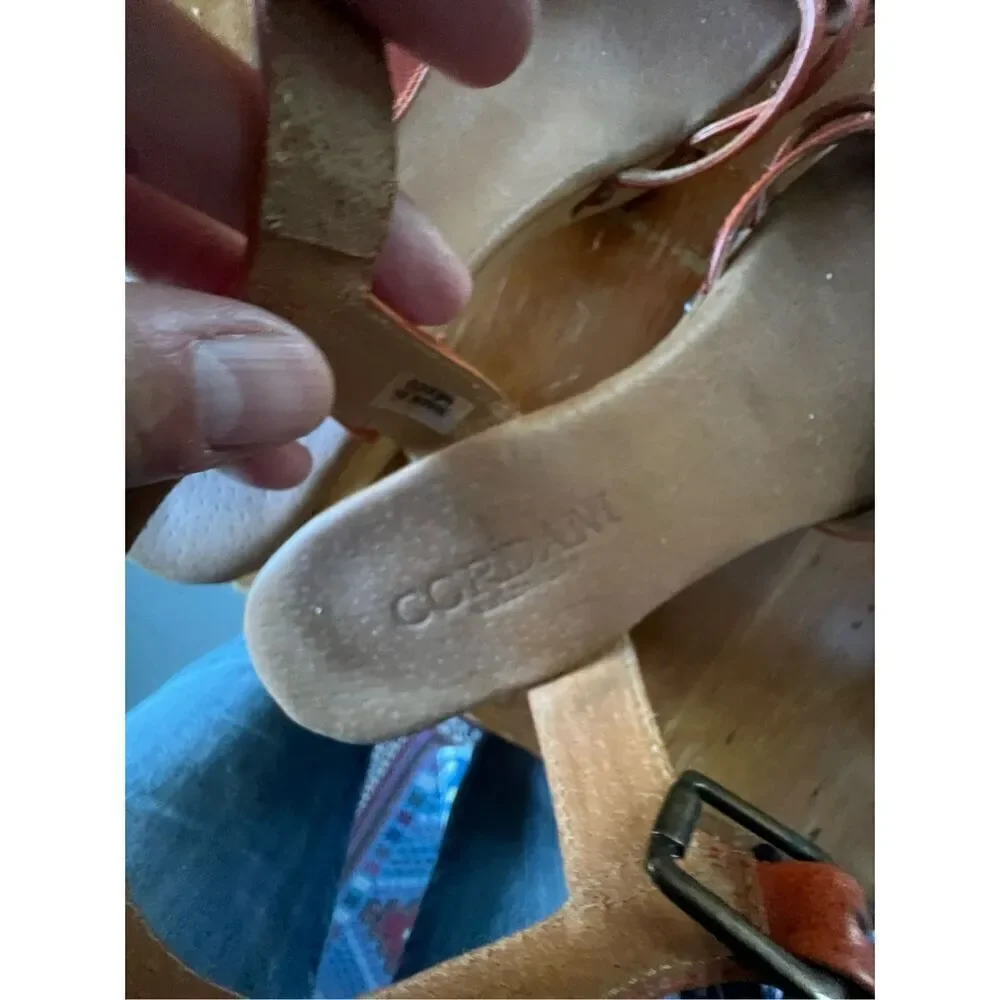 Cordani orange leather sandals with wooden heels 10